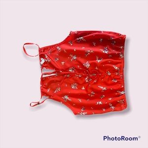 7Day WKND, Bright red/flowers 100%Polyester